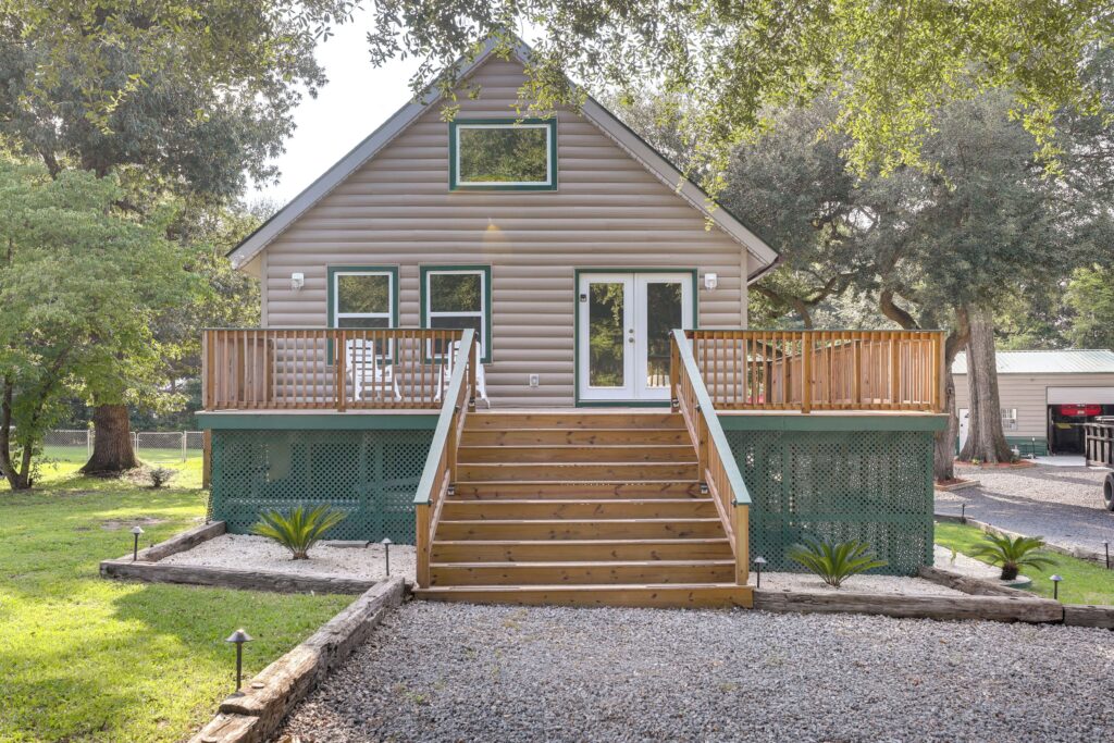 Front Image of Vacation Rental House: Multi-Level Bonneau Cabin Screened-In Game Room!