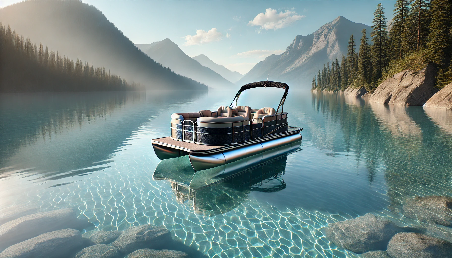 Image of a pontoon boat on a lake