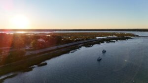 Aerial drone picture of historic Beaufort, South Carolina.