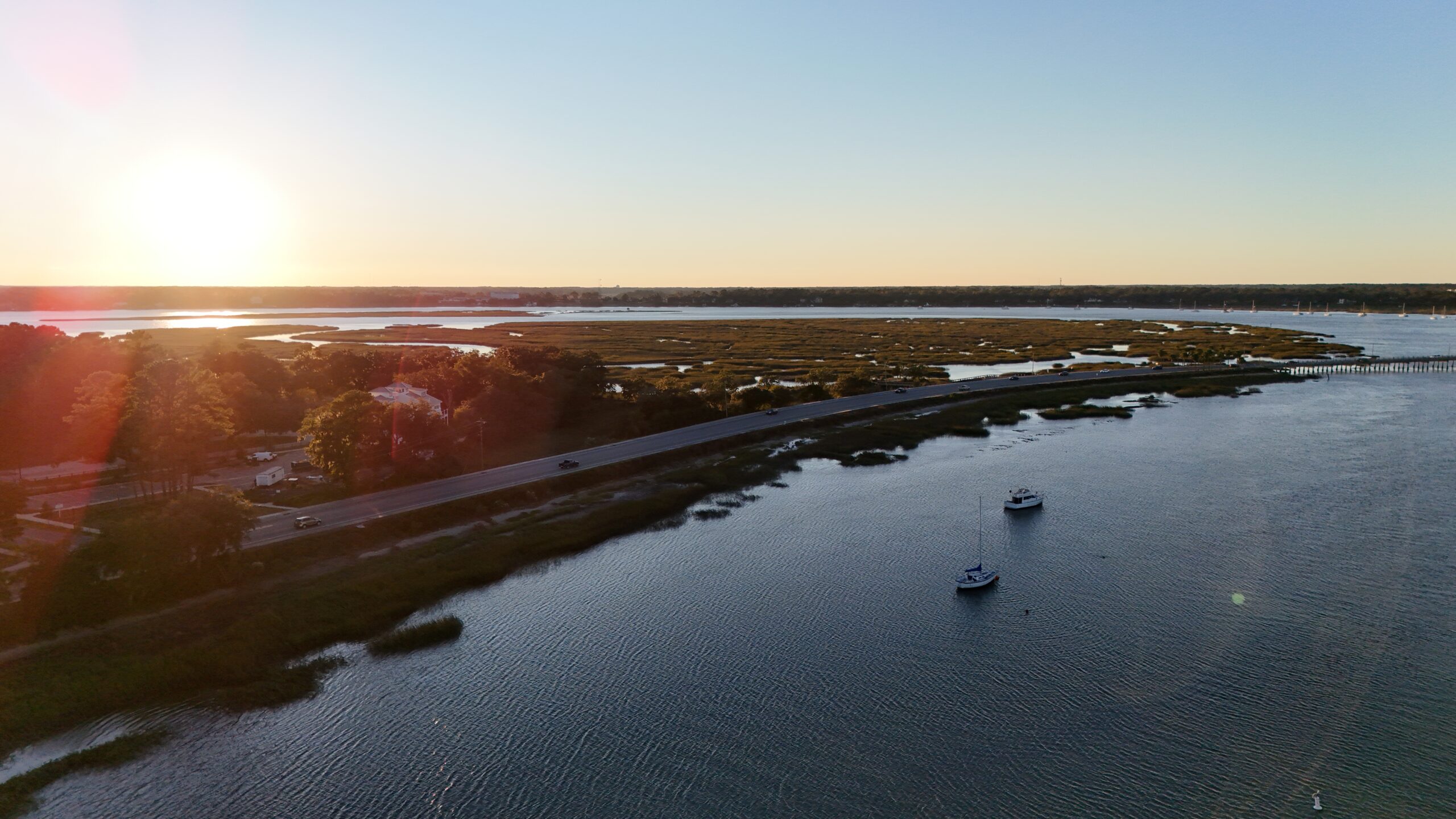 Aerial drone picture of historic Beaufort, South Carolina.