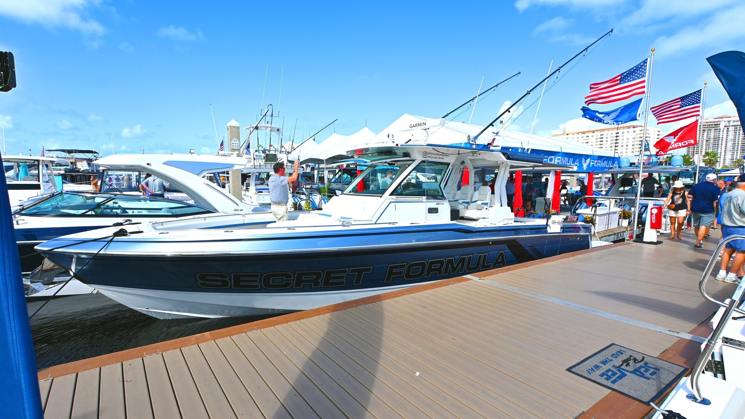 Formula 387 CCF on display at Bahia Mar during FLIBS 2024