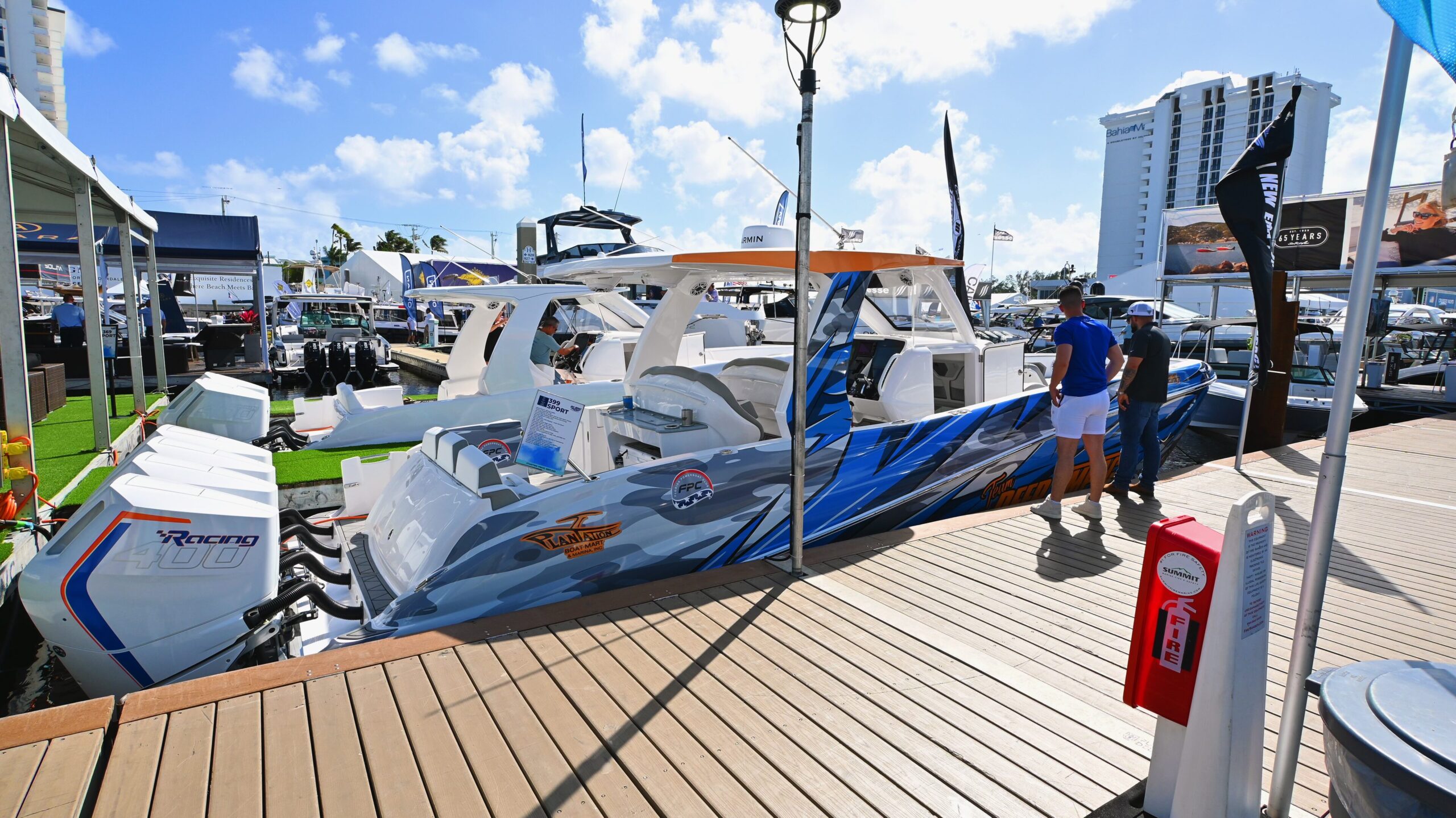 Deep Impact 399 Sport on display at Bahia Mar Yachting Center during FLIBS 2024