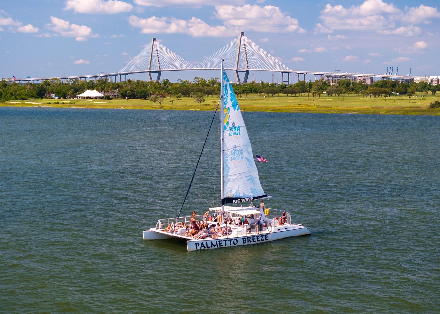 Morning Charleston Harbor Sail Lux Catamaran Shade and Seating Morning Charleston Harbor Sail Lux Catamaran Shade and Seating