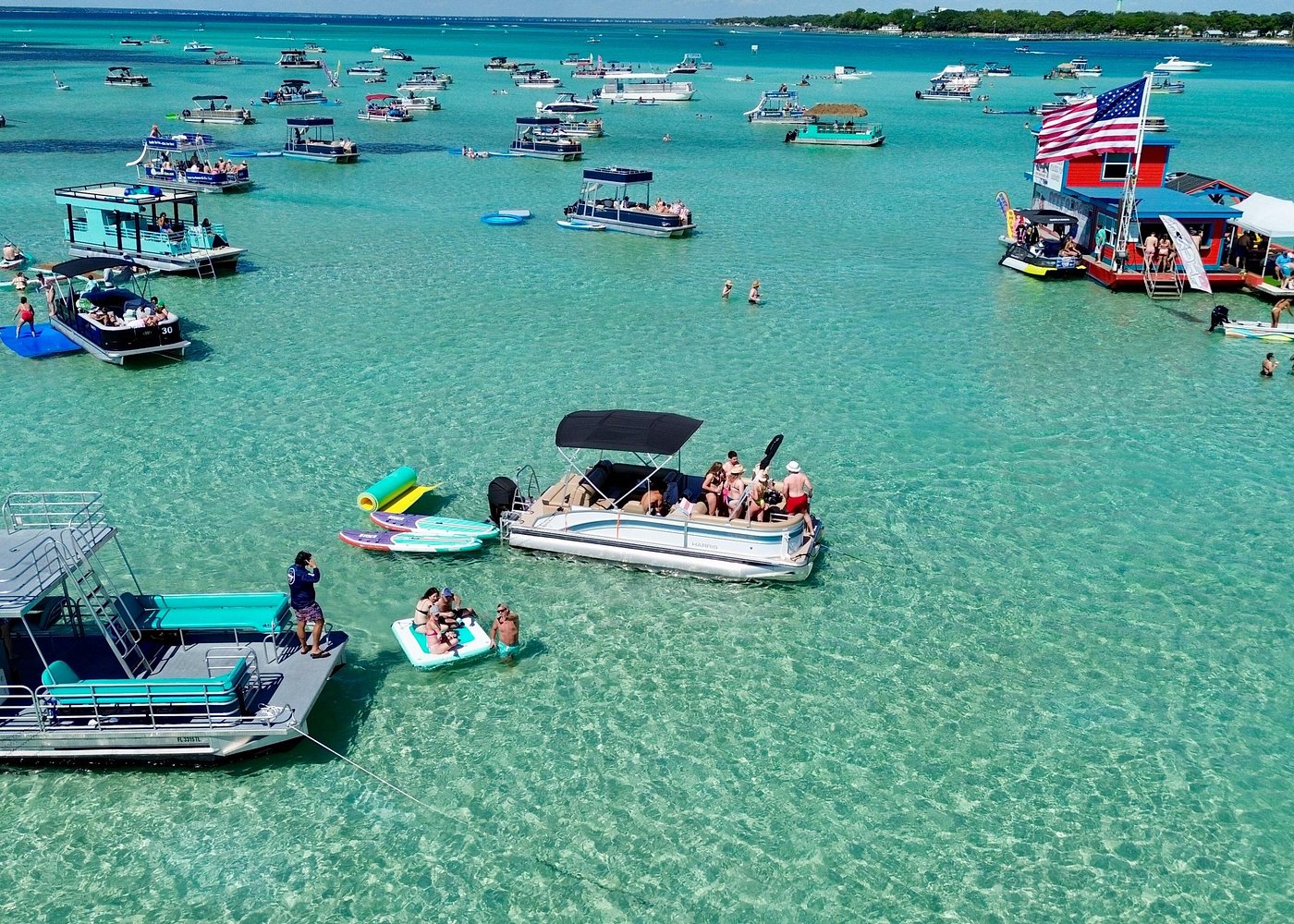 Private Crab Island Pontoon Charter with Inflatables Private Crab Island Pontoon Charter with Inflatables