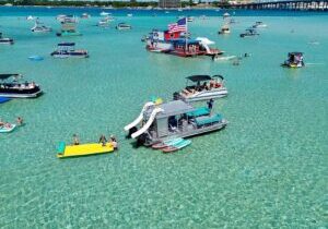 Private Crab Island Slide Pontoon Charter wRestroom (Up to 12)