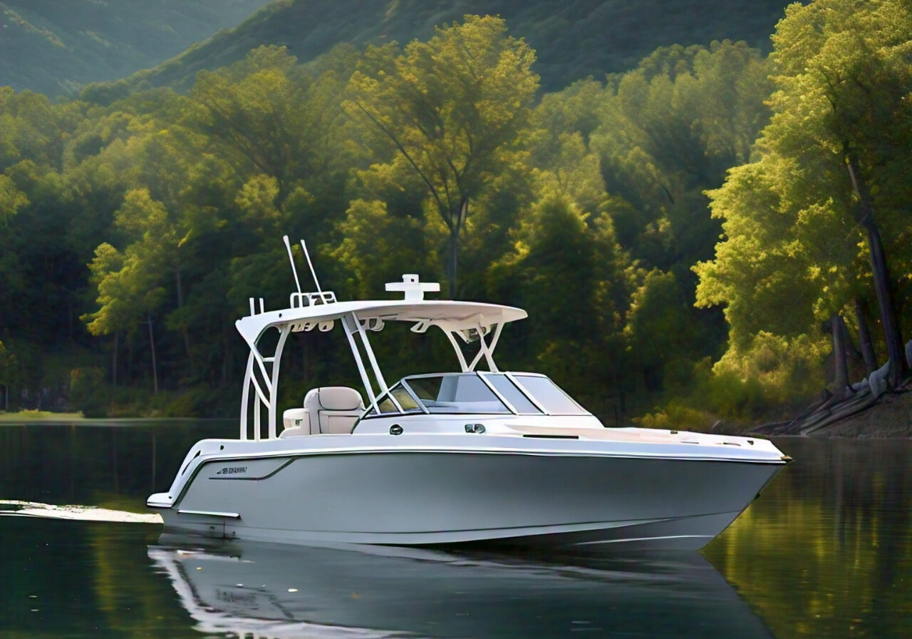 a_center_console_on_a_pristine_lake a_center_console_on_a_pristine_lake